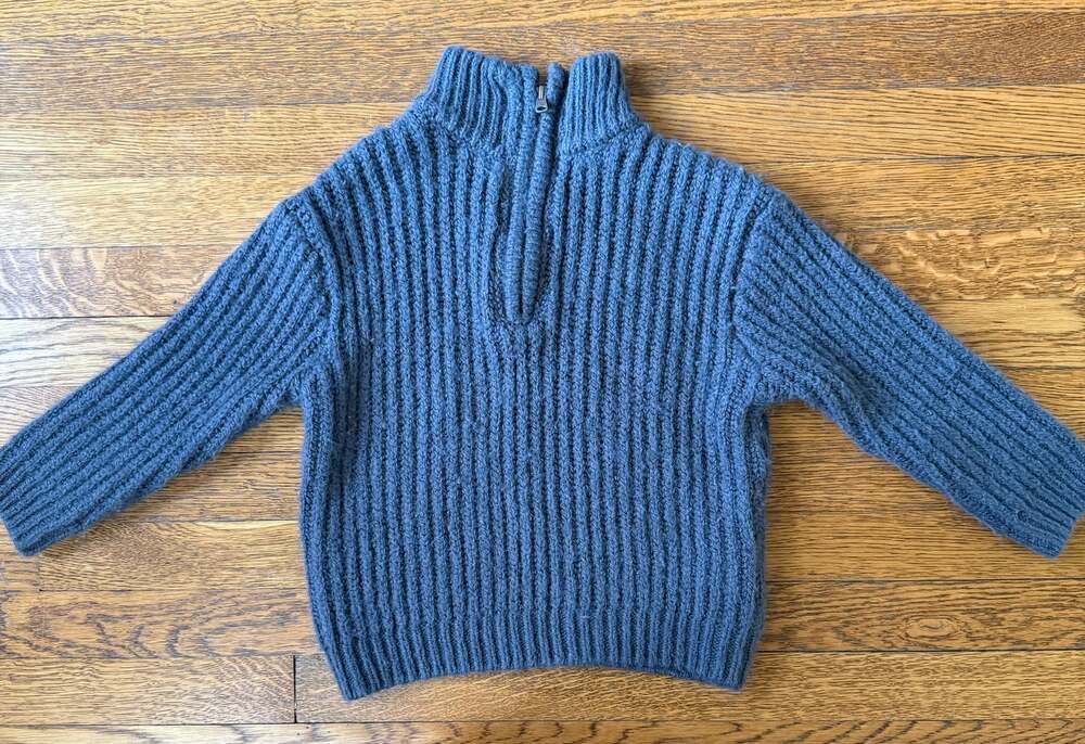 Zara Boys' Knit 1/4 Zip Gray Sweater Size 3-4